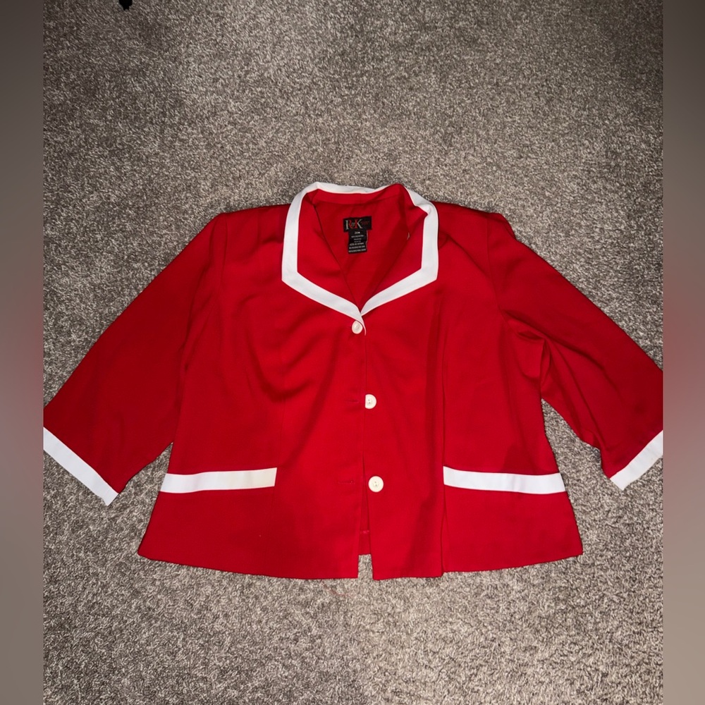 R&K Original Red Blazer and Skirt with Ruffles Set